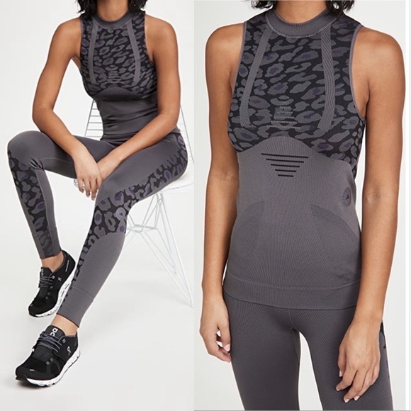 adidas by Stella McCartney Truepur Tank Granite CollegiatePurple Black Leopard - Picture 1 of 10